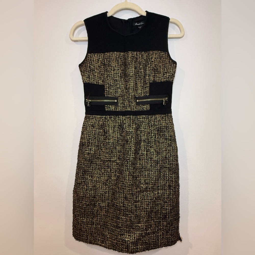 Kenneth Cole Black and Gold Mini Dress